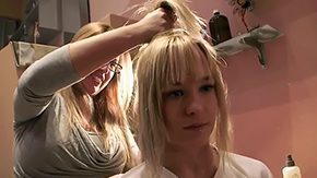 HD Hairdresser tube Sexy blonde porn star Blue Hotty came at her hairdresser in early morning